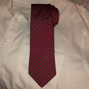 American Traditions Italian Silk Red Gold Navy Ivory Medallions Tie